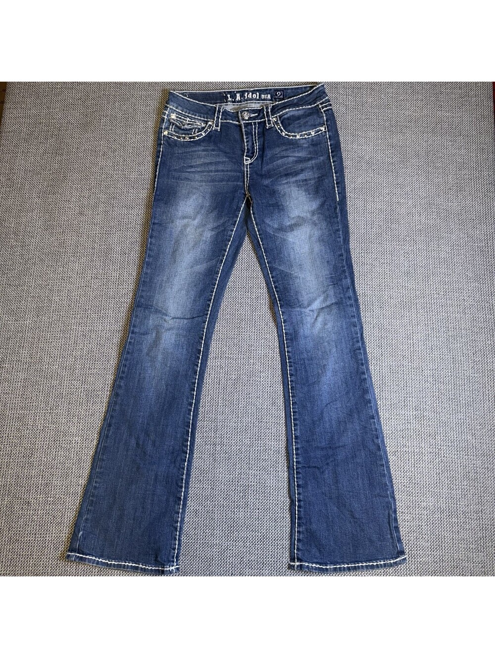 L.A. Idol USA Womens Jeans Size 9 W31 L34 Rhinestone Bling Bootcut Light Wash